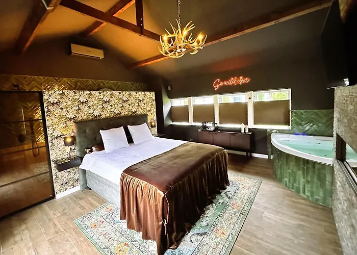 Wellness Tuin - Ultieme Partner Beleving - St Hubertus Met Jacuzzi ,openhaard, Privé Hottub En Privé Sauna In Jachthut Stijl Lodge *